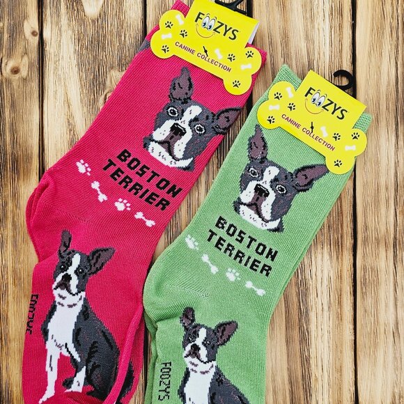 Foozys Fun Socks Accessories - Unisex Canine Foozys Socks - Boston Terrier